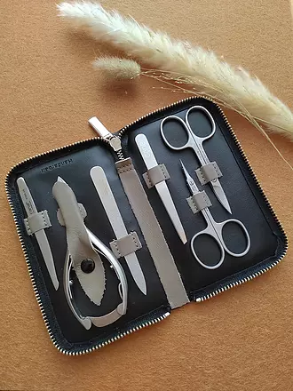CANAL | Reißverschluss-Etui aus Spaltleder 6-teilig (Beige) 5375 | 